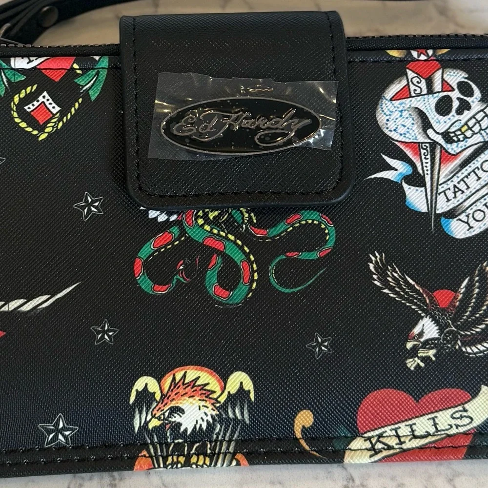 Ed Hardy Black Tattoo Design Wristlet - Picture 4 of 6